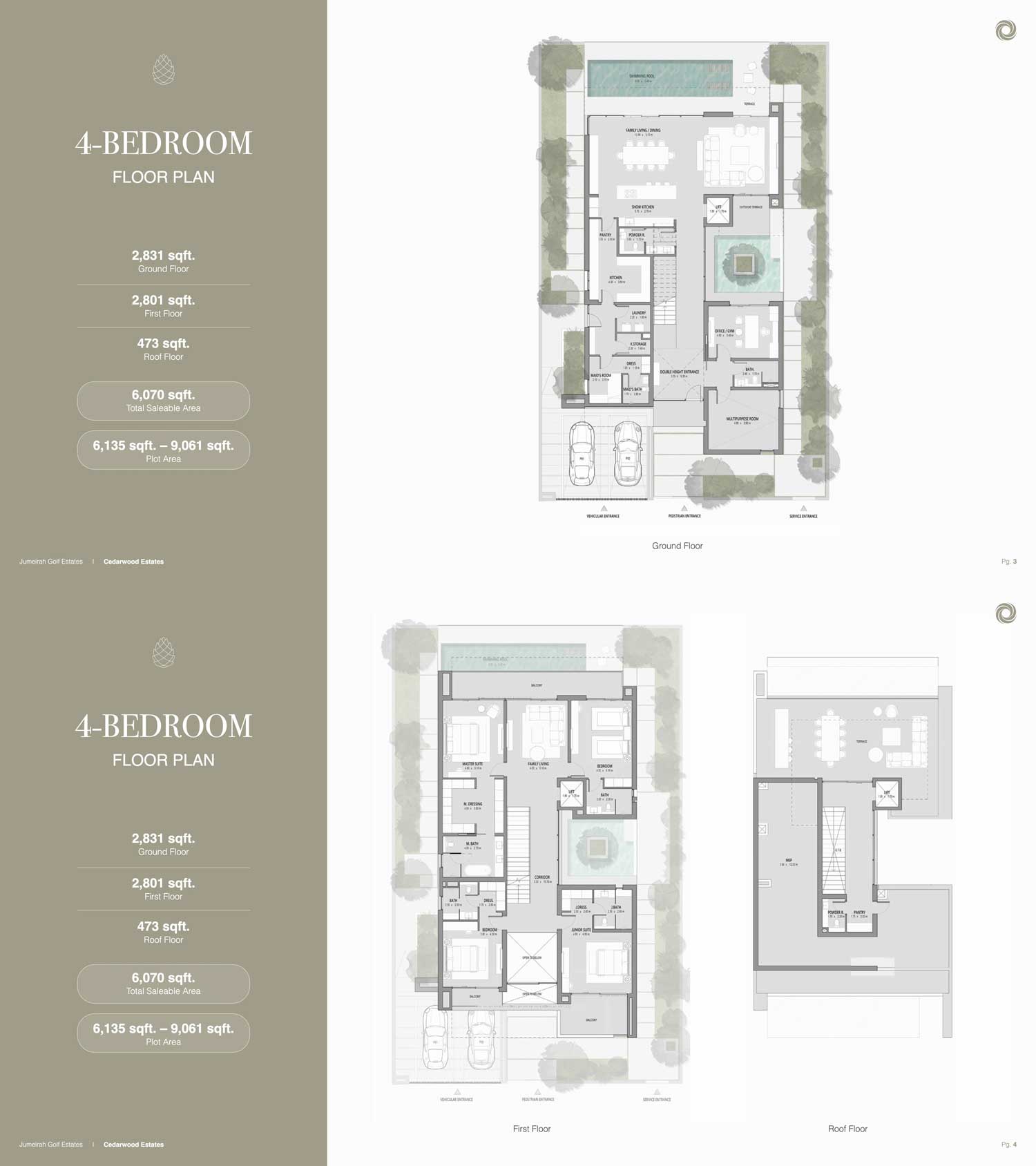 4 BED Villa at Jumeirah Golf Estates 2 Bed Floor Plan at Sattva City Hamlet
